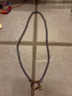 Two-Tone Chain Necklace with Gold Toggle Clasp